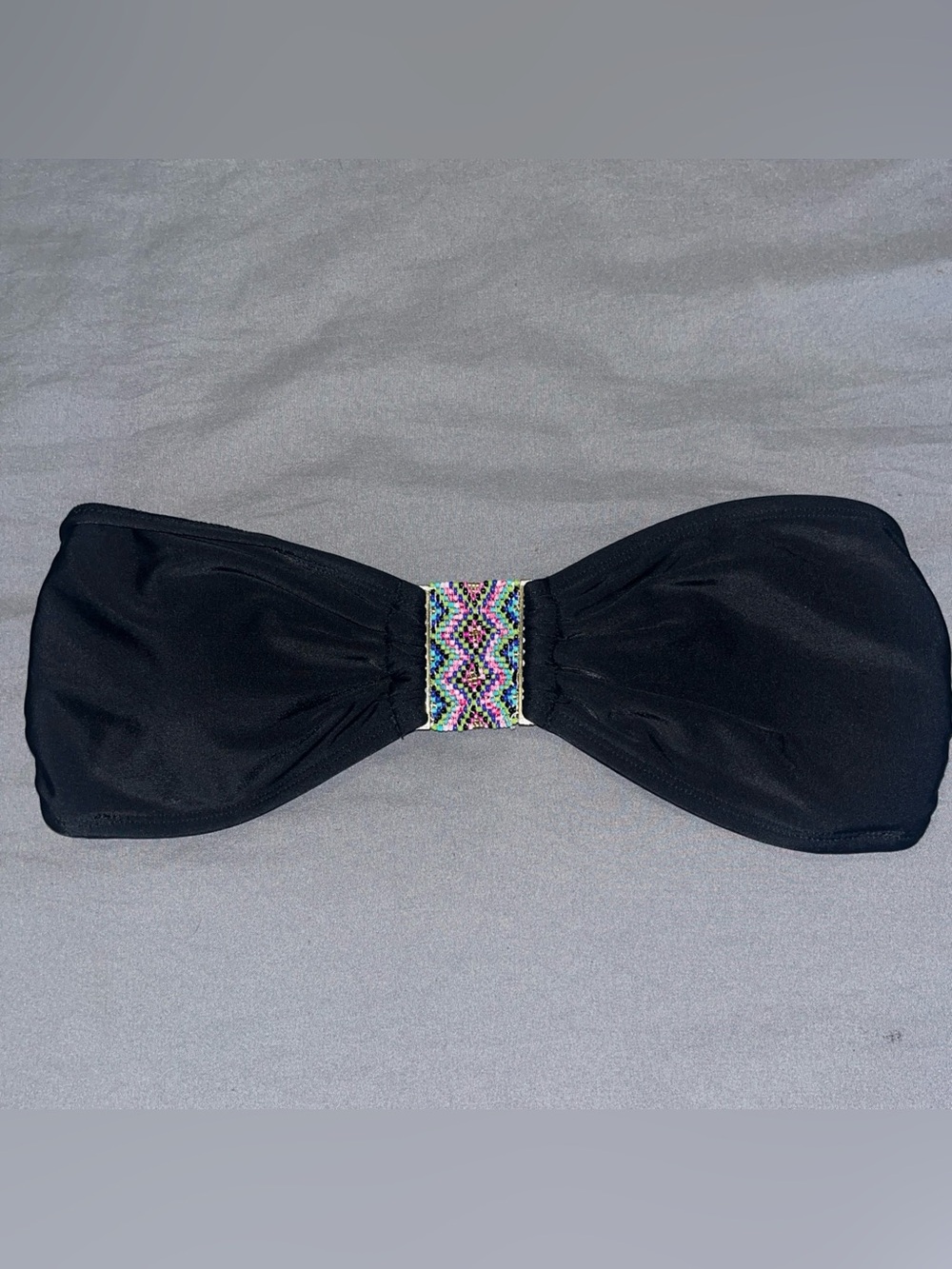 Xhilaration Black Bandeau Top with Multicolor Bead Accent